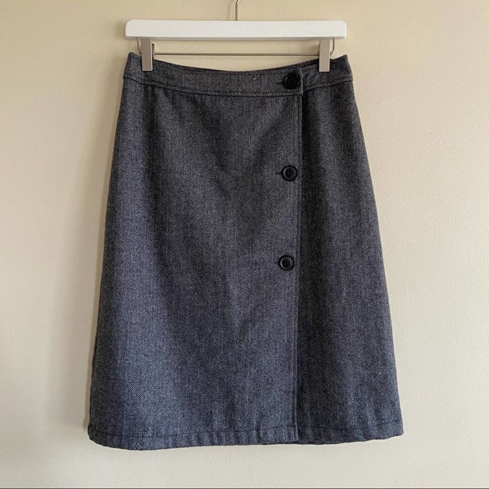 MO:VINT Wool Blend Herringbone Skirt Size Medium